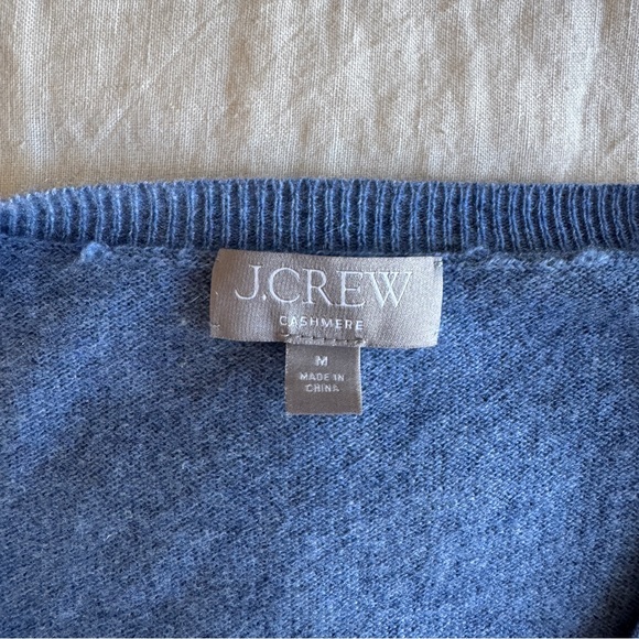 J. Crew Blue Cashmere V-Neck Sweater - Picture 3 of 6